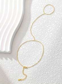 1pc Aço inoxidável Anti-desbotamento Minimalista Barefoot Anklet, versátil para festa, férias, praia