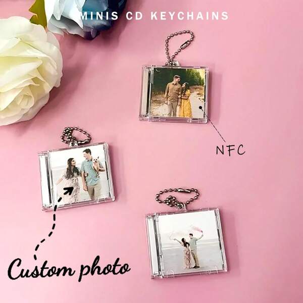 Chaveiro de Mini Álbum CD NFC Personalizado - Presente de Música Nostálgica Personalizado, Chaveiro Amante de Música, Presente de Estilo Retrô, Presente do Dia dos Namorados, Presente de Casamento