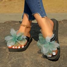 Sandalias de plataforma de espuma con diseño de flores, nuevos zuecos de primavera/verano en color verde