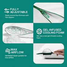 Marlow Almohada ajustable de espuma viscoelástica de Brooklinen - Proporciona alivio del dolor de espalda y cuello - Almohada para dormir de espalda, estómago y lateral, almohada con infusión de - Negro - Ver 5