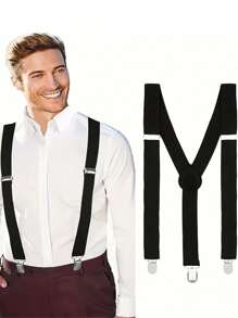 Solid Color Men Suspender With 3 Strong Clips Adjustable Braces Suitable For Teen Summer Casual Outdoor Athletic Or Vacation Travel Or Graduation Gifts Or Birthday Dress Accessories Or Daily Wear