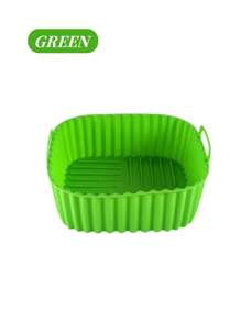 1 pieza Bandeja cuadrada de silicona para freidora de aire, almohadillas de silicona para freidora de aire, adecuadas para freidoras de aire de 7 cuartos, reutilizables, bandeja de silicona resistente a altas temperaturas para freidora de aire - Multicolor - Ver 8