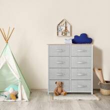 Commode à 8 tiroirs en tissu, meuble de rangement pour chambre, cadre en métal, pour canapé, salon, gris foncé