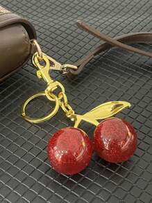 1pc Cherry Fruit Bag Charm, Creative Key Chain, Handbag Pendant Decoration Gift For Women, Car Accessories
