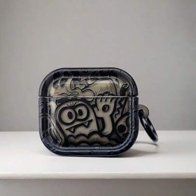 1 pieza Funda de auriculares Pro 3 con diseño de diablillo de graffiti de dibujos animados originales, Funda protectora Pro 2/3