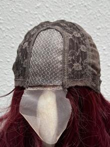 Chic Long Body Wave Synthetic U Part Lace Wig For Women - Adjustable Rose Net Cap, Perfect For Cosplay & Parties, 26 Inches, Available In Green & Pink Party(Excluding Accessories) - Burgundy - View 7