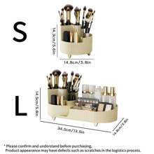 1 pièce Boîte de rangement de maquillage rotative à 360°, grand organiseur de maquillage avec support de pinceaux, support de maquillage pour coiffeuse, étagère de maquillage pour salle de bain, rangement rotatif de cosmétiques, convient pour les parfums et le maquillage - Multicolore - Voir 6