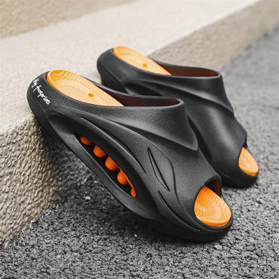 Men's 2025 New Two-Color Indoor Non-Slip Slippers Bathroom Leaking Slippers Outdoor Sports Beach Sandals - Orange - View 1