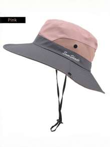 1pc Unisex Fashion Multifunctional Sunshade Bucket Hat With Letter Embroidery, Double-Sided Sun Hat, Suitable For Outdoor Vacation Travel - Multicolor - View 14