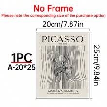 1 pieza Póster de Pablo Picasso, "El Beso", impresión de arte de línea abstracta de Picasso, minimalismo de mitad de siglo, impresión de arte de pared de exposición de galería, impresión de arte de línea sin marco - Multicolor - Ver 12