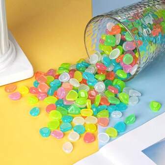 100pcs Luminous Pebbles For Aquarium Scenery Design, Resin Made Artificial Light-Reflecting Stones With Wholesale Price