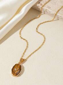 1 Lucky Stone Necklace For 12 Constellations Aries Amethyst Star/Taurus Lapis Lazuli Snake/Gemini Aquamarine Hand/Cancer Rose Quartz Eye/Leo Green Strawberry Leaves/Virgo Rose Quartz Chrysanthemum Tree Of Life Accessories Shiny Pendant Necklace Valentine's Day Gift Dating Annual Meeting Party Decoration Long Necklace Deep V Sweater Chain Birthday Gift Bohemian Style,Mom,Mother,Mother's Day,Gift - Colorful - View 9