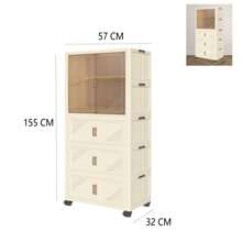 Kremowa, składana szafa z możliwością swobodnego montażu, wielowarstwowa szafa domowa, dwudrzwiowa szafa dziecięca, szafka do przechowywania w sypialni domowej