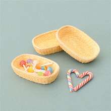 1 套微型逼真拐杖糖模型装饰配件、篮子和装饰品