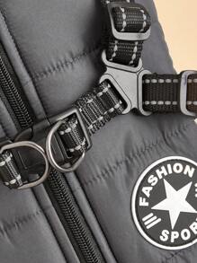 1 件套狗狗背心带牵引绳，冬季防水棉质保暖服装 - 灰色 - 查看 5