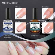 MEET ACROSS 5pcs Gel Nail Polish Set, Includes 15ml Acid-Free Acrylic Base Coat, Nail Dehydrator, 7ml Gel Base Coat, No Wipe Top Coat And Matte Top Coat, Removable UV/LED Gel Nail Polish, Manicure Set, Nail Care, DIY Nail Salon, Gift For Women Nails - 彩色 - 查看 4
