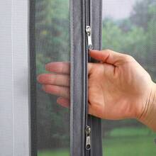 1pc White Mosquito Mesh Net, Self Adhesive Window Screen, No Drill Hook And Loop Window Curtain, Invisible Zipper Home Use Anti-Insect Net