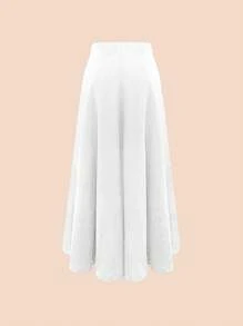 女士高腰及膝办公室裙子，春夏，婚礼宾客裙子女士毕业裙 - 白色 - 查看 5