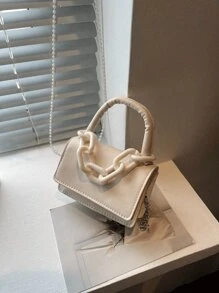 1 Girl's Handbag, Simple Casual Fashion Style, Large Capacity Lightweight Girl's Small Square Bag, Solid Color Pu Leather Fabric Magnet Closed Detachable Chain, Multiple Carrying Methods In One Bag, Suitable For Daily Use By Girl Shopping And Traveling