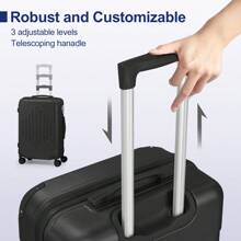 SUNROAD A Stylish Set Of ABS Suitcases With Vertical Stripes, Four-In-One Design With Handles And Universal Wheels. Available In 20in, 24in, 28in Sizes And 12in Carrying Case, Featuring ABS Aluminum Golden Pull Rods In A Fashionable Rose Gold Color Scheme - 黑色 - 查看 7