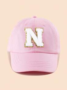 1pc Pink Letter Patch Baseball Cap, 8-16 Years Old Girls Snapback Hat, Suitable For Spring, Summer, Autumn, Winter, Party Decoration Headwear - Pink - View 7