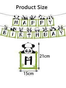 1 juego de adorable pancarta de cumpleaños de panda, pancarta de feliz cumpleaños de bambú para fiesta de cumpleaños con temática de panda, decoraciones de cumpleaños para pandas, animales de acuarela