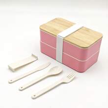 Juego de 2/3 capas de Caja de Almuerzo Bento Rosa con Accesorios y Bolsa Aislada, Recipiente de Almuerzo para Adultos, Cajas de Preparación de Comidas Reutilizables, Adecuado para Escuela, Trabajo, Exterior, Fácil de Limpiar, Caja de Almuerzo Térmica Ahorradora de Espacio