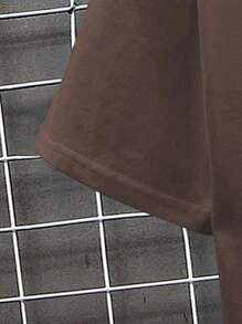 男士时尚街头服饰文字与赛车图案宽松棕色短袖 T 恤 - 咖啡棕 - 查看 3