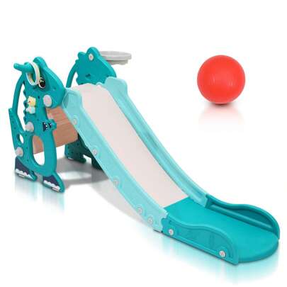 Jiubiaz Tobogán 4 en 1 con máquina de aprendizaje temprano en inglés, tobogán divertido, tobogán a partir de los 2 años, tobogán para interior y exterior, color verde