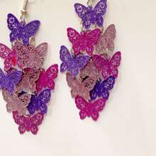 Un par de pendientes bohemios de borla con mariposa colorida de moda y sencillos, ideales para el Día de la Madre, vacaciones, cumpleaños, uso diario, joyería exquisita, pendientes para mujer