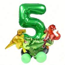 Dinosaur Party Balloon Set - 19 Foil Dinosaurs And Number Balloons, No Electricity Required, Graduation Season, Birthday And Theme Party Event Decoration Supplies - Multicolor - View 9