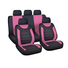 5 Full-Seat Car Seat Cover Universal Style 2 Front Seats 1 Backrest 1 Back Cushion 5 Head Caps Multiple Colors Optional Thin Polyester Fabric 2 Mm Sponge