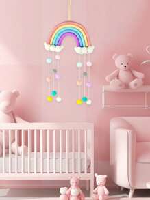 1 szt. Kolorowe ręcznie tkane tęczowe dekoracje, sznurki kulkowe, tęczowe zawieszki ścienne z makaroników, kolorowe dekoracje domu w stylu boho, artykuły imprezowe, pokoje dziecięce, żłobki, zawieszki do klas, wystrój pokoju, wystrój domu