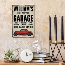 Letrero de hojalata de metal personalizado de 1 pieza de Putuo Decor, William's Full Service Garage Mechanics On Duty Free Soft Drink, placa personalizada, placa vintage, decoración de arte de pared para el hogar, granja, taller, garaje, cuarto de herramientas, cueva de hombre, regalo