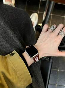 真皮表带，兼容苹果手表表带，高级樱花款，兼容苹果手表表带，兼容苹果手表表带 8/9/7/6/5/4/3/2/1 系列，兼容苹果手表表带 Ultra40mm 44 41 45 49 42 38mm，女士时尚手链配件，不闷热，佩戴舒适，完美贴合手腕。 - 粉花 - 查看 4