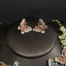 1 套女士珠宝套装，项链和耳环 3 件，时尚优雅的蝴蝶款式，适合婚礼、宴会、正式场合 - 首飾套裝 - 查看 9