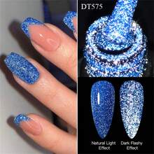 MEET ACROSS 8pcs 7ml Fluorescent Reflective Glitter Gel Nail Polish Set, Pink Blue Sparkle Glitter Neon Gel Polish For Summer, Semi Permanent UV LED Gel Nail Art Varnish All For Manicure Nail Art Salon Home - 彩色 - 查看 8