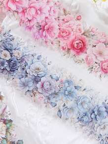 6 Rollen Schönes Blumenmuster PET wasserfestes Klebeband für DIY Scrapbooking, Journaling und Foto-Collagen Dekorative Aufkleber Rollen - Geschenk für Freunde zum Schulstart