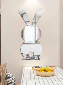1pc Easter Bunny Acrylic Mirror Surface Happy Easter 3D Self-Adhesive Holiday Decoration Wall Sticker