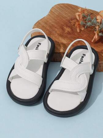 1 par de sandalias de niños con punta abierta, sandalias planas cruzadas casuales con gancho y bucle para niños pequeños, zapatos de playa a prueba de agua con suela blanda y antideslizante para el verano