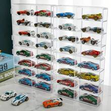 4pcs 1/64 Scale Matchbox Car Model Display Box Can Hold 32 Toy Cars Storage Box, Dustproof, Transparent Matchbox Toy Car Display Box