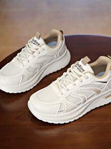 1 para damskich tenisówek z siateczki, wersja koreańska, stylowe grube trampki, wiosna 2025 nowe oddychające buty sportowe na platformie dla studentów