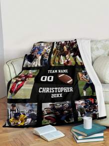 1pc Custom Flannel Photo Blanket For Bed, Sport, Soccer, Football, Multipurpose Living Room Sofa Outdoor Beach Camping Pet, Personalized Family/Pet/Couple Photo Printed Bedding Blanket, Personalized Christmas Gifts, Mother's Day/Father's Day Gift, Family Gift, Birthday Gifts, Gift For Friend, Gift For Her, Gift For Mom/Dad - Style 2 - View 5