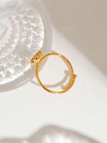 Uworld 1 Pieza Anillo abierto de acero inoxidable con baño de oro de 18K en forma de camelia francesa simple para uso diario de la mujer, adecuado para uso diario, vacaciones, festivales, fiestas, bodas, etc.