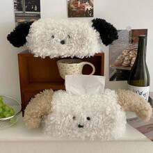 1pc Plush Cartoon Dog Tissue Box Plush Tissue Box Detachable Tissue Storage Container Desktop Tissue Organizer