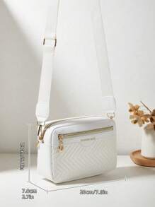 Women's Fashion Letter Print Small Square Shoulder Crossbody Bag - White - View 4