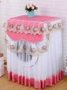 1pc Lace Embroidery Washing Machine Cover, Waterproof Dustproof Automatic Washing Machine Protector, Fit For 8kg/10kg Washing Machines