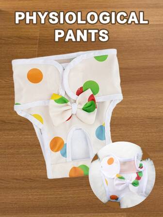 1pc/2pcs Pet Polka Dot Butterfly Design Sanitary Pants, For Medium To Small Dogs & Cats, Anti-Harassment