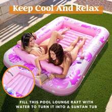 Sloosh-L/XL Inflatable Tanning Pool Lounge Float With Cup Holder, 70"X46"/85″ X 57″ More Large Sun Tan Tub Adult Pool Floats Raft