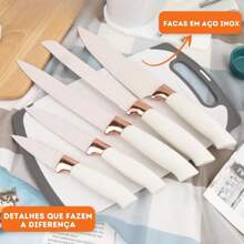 Luxury Kitchen Utensils Set Kit 19 Pcs With Cutting Board Spatula Knife Scissors - trắng - Xem 4